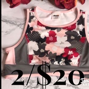Avia Pink, Gray and Red Floral Sports Bra